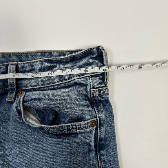 H&M Size 14 Blue High Waisted Stone Washed Jeans with Slit Flared Bottoms - Picture 8 of 9